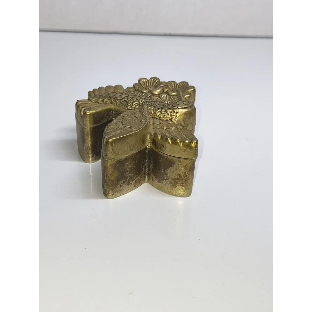 Metal Hummingbird, Flowers Trinket Ring Jewelry Box Gold Tone Red Velvet Lining‎
